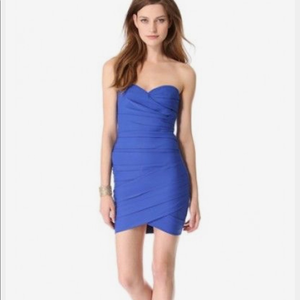 BCBG max azria strapless shift royal blue dress